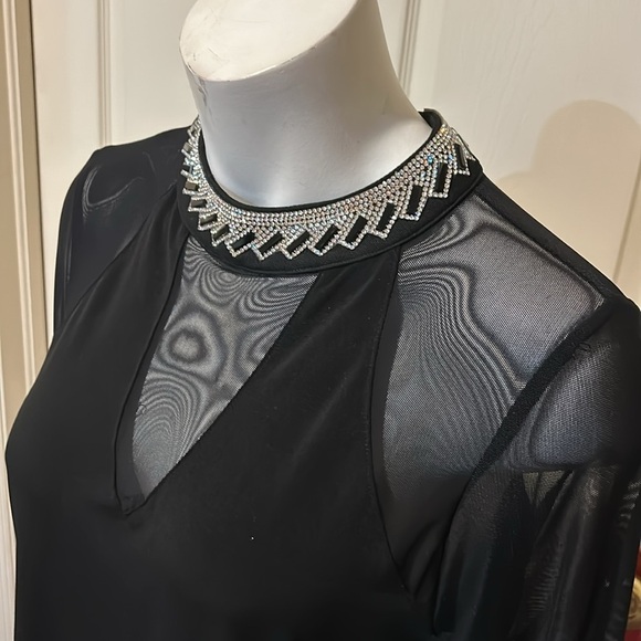 Moa Moa Sheer Rhinestone Blouse. Size Large - Picture 2 of 10